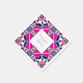 Serviette En Papier Mariage en carreaux rose bleu mexicain modèle (Coin)