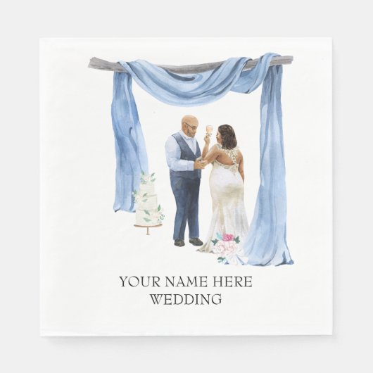 Serviette En Papier Mariage en couple noir illustré (Devant)