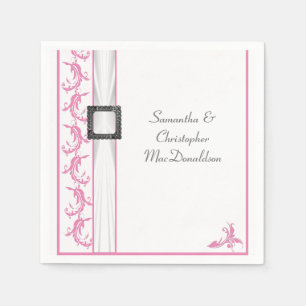 Serviette En Papier Mariage en dentelle blanche rose pâle