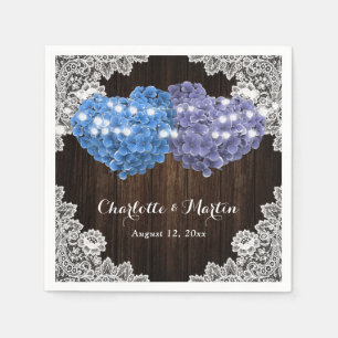 Serviette En Papier Mariage en dentelle de bois à cœurs floraux violet
