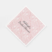 Serviette En Papier Mariage en dentelle florale rose (Coin)