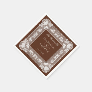 Serviette En Papier Mariage en dentelle vintage marron Old Money