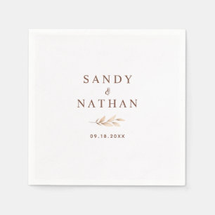 Serviette En Papier Mariage en feuille de Boho beige Napkin