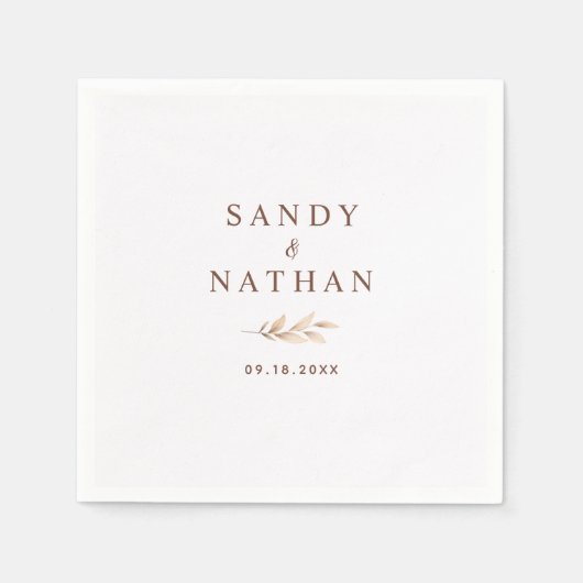 Serviette En Papier Mariage en feuille de Boho beige Napkin (Devant)