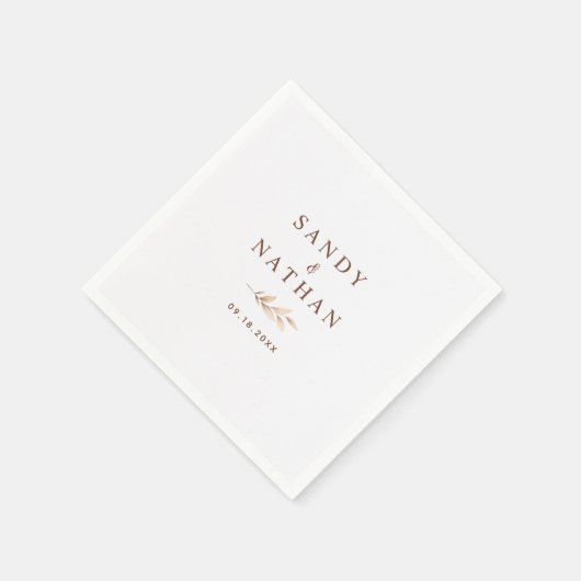 Serviette En Papier Mariage en feuille de Boho beige Napkin (Coin)