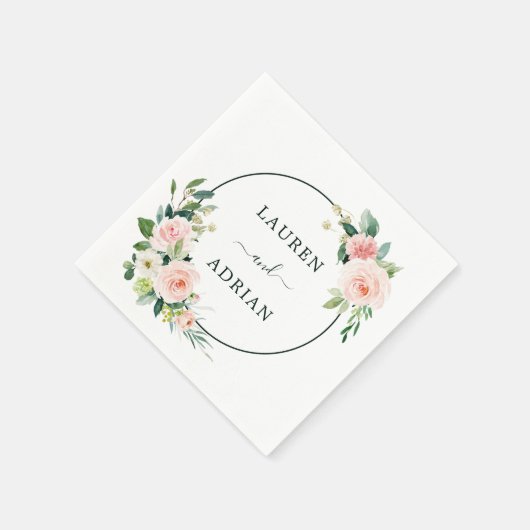 Serviette En Papier Mariage en fleur rose (Coin)