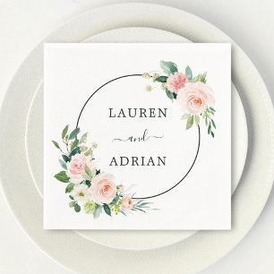 Serviette En Papier Mariage en fleur rose