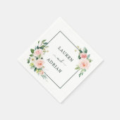 Serviette En Papier Mariage en fleur rose (Coin)