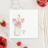 Serviette En Papier Mariage en fleur rose Lilac Mason Jar (En situation)