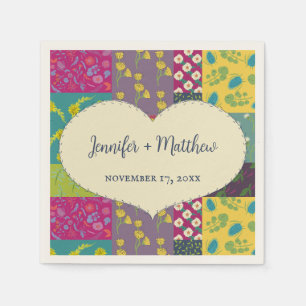 Serviette En Papier Mariage en forme de coeur et de surface de patchwo
