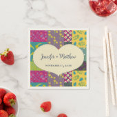 Serviette En Papier Mariage en forme de coeur et de surface de patchwo (En situation)