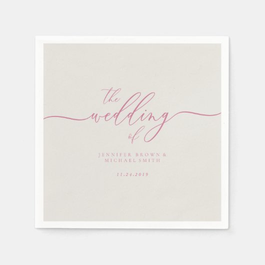 Serviette En Papier Mariage en ivoire rose (Devant)