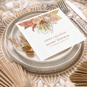 Serviette En Papier Mariage en laiton de la Pampas à fleurs séchées en