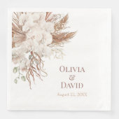 Serviette En Papier Mariage en laiton de Pampas Neutre Boho (Devant)