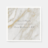 Serviette En Papier Mariage en marbre Abstrait gris blanc (Devant)