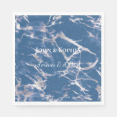 Serviette En Papier Mariage en marbre bleu argenté (Devant)