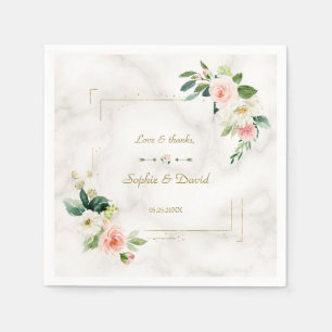 Serviette En Papier Mariage en marbre de Parties scintillant dorée Fle
