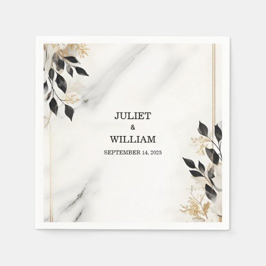 Serviette En Papier Mariage en marbre de pierre de taille empilée (Devant)