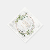 Serviette En Papier Mariage en marbre Eucalyptus géométrique en cuivre (Coin)