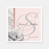 Serviette En Papier Mariage en marbre gris et rose (Devant)