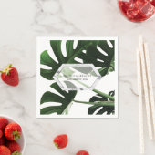 Serviette En Papier Mariage en marbre tropical Monstera (En situation)
