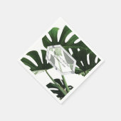 Serviette En Papier Mariage en marbre tropical Monstera (Coin)