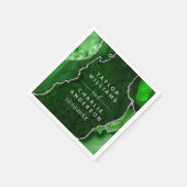Serviette En Papier Mariage en marbre vert et argenté (Coin)