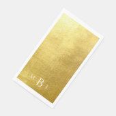Serviette En Papier Mariage en Monogramme Blanc Or Métallisé (Coin)