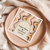 Serviette En Papier Mariage en or noir rose Arc à arc rétro