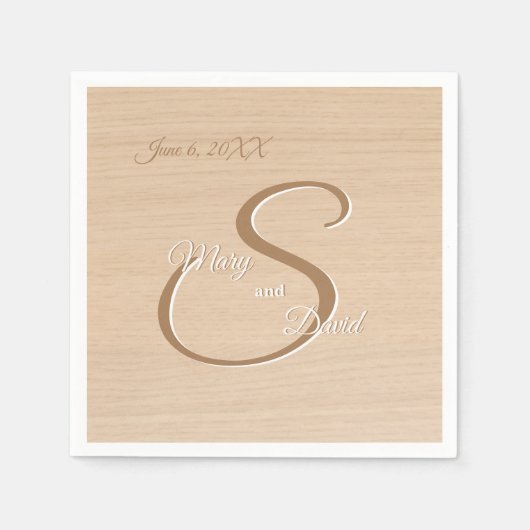 Serviette En Papier Mariage en pin clair (Devant)