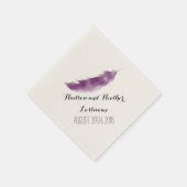Serviette En Papier Mariage en plume violet (Coin)