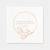 Serviette En Papier Mariage en terre cuite Floral Personnalisé (Devant)