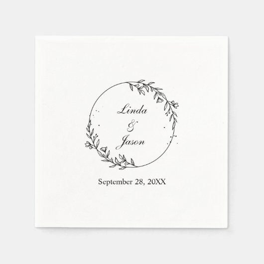 Serviette En Papier Mariage en terre cuite florale à main personnalisé (Devant)