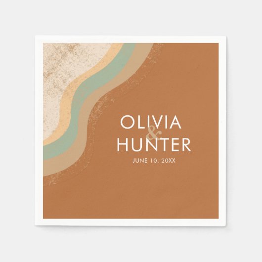 Serviette En Papier Mariage en terre cuite moderne de Bohême (Devant)