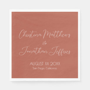 Serviette En Papier Mariage en terre cuite moderne et élégant