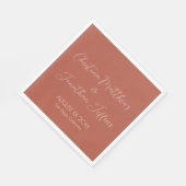 Serviette En Papier Mariage en terre cuite moderne et élégant (Coin)