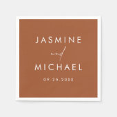 Serviette En Papier Mariage en terre cuite moderne Script (Devant)