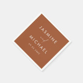 Serviette En Papier Mariage en terre cuite moderne Script (Coin)