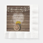 Serviette En Papier Mariage en tonneau rustique en bois avec tournesol (Devant)