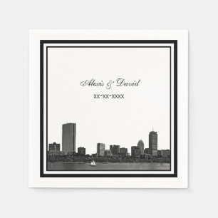 Serviette En Papier Mariage encadré L de Boston Skyline Etted