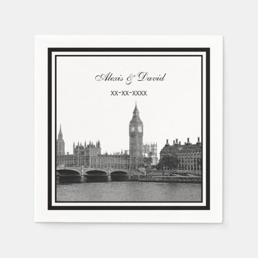 Serviette En Papier Mariage encadré Londres Skyline (Devant)