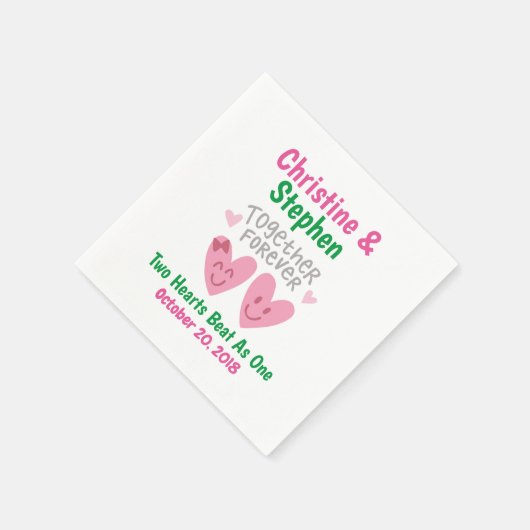 Serviette En Papier Mariage Ensemble pour toujours Cartoon Heart Bride (Coin)