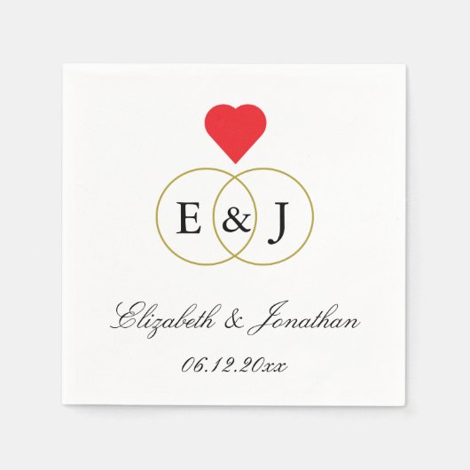Serviette En Papier Mariage Entwin Rings (Devant)