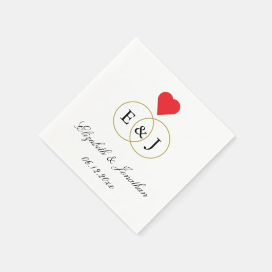 Serviette En Papier Mariage Entwin Rings (Coin)