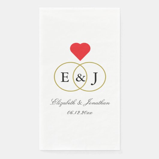 Serviette En Papier Mariage Entwin Rings (Devant)