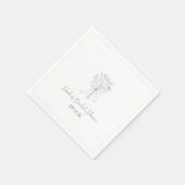 Serviette En Papier Mariage Esquisse Style Dessiné Floral Froid Shower (Coin)