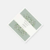 Serviette En Papier Mariage Éternel Vert Sauge Eucalyptus (Coin)