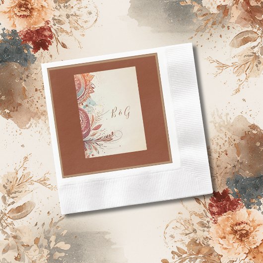 Serviette En Papier mariage ethnique beige