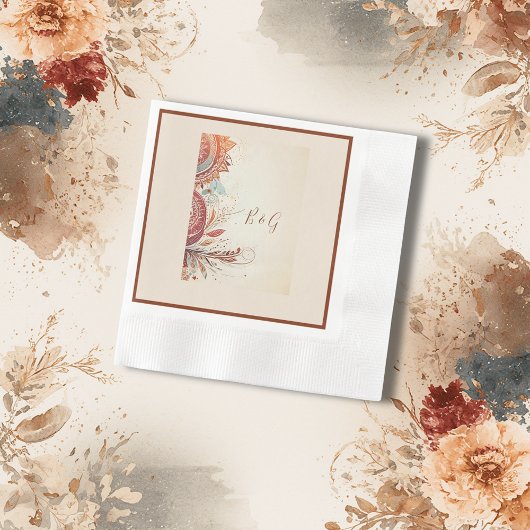 Serviette En Papier mariage ethnique beige