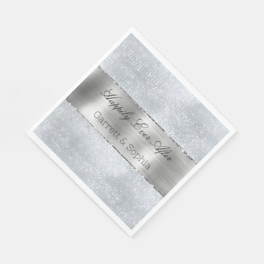 Serviette En Papier Mariage étincelant en argent (Coin)